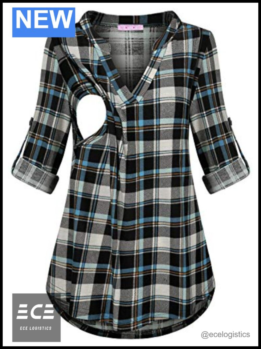 Nursing Tops Rolled Long Sleeve Tunic Breastfeeding Pull Up